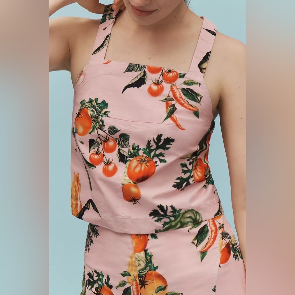 NWT! Anthropologie Maeve Veggie Halter Blouse - Medium 🐸 - Picture 2 of 5